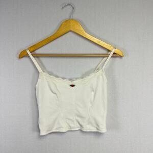 Colsie Cropped‎ Bustier Tank White Rose Detail - Size M Cottagecore Y2K Coquette